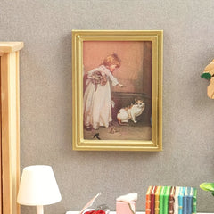 Dollhouse Mini Scene Model Accessories - Golden Frame Wall Painting
