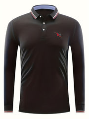Men's Slide Print Polo Shirt Casual Breathable Button Up Lapel