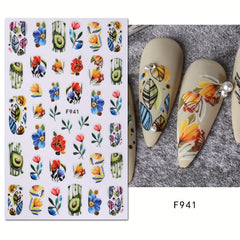 Flower Leaf Nail Art Stickers Self-adhesive Decorations