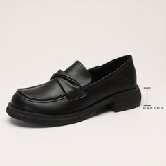 Women's Strap Flat Loafers Round Toe Faux Leather Slip On Shoes