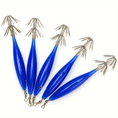 5pcs Luminous Squid Jig Bait with Squid Hook Fishing Tackle