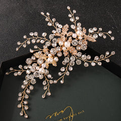 Alloy Leaf Crystal Faux Pearl Head Piece Bridal Wedding Hair Accessories