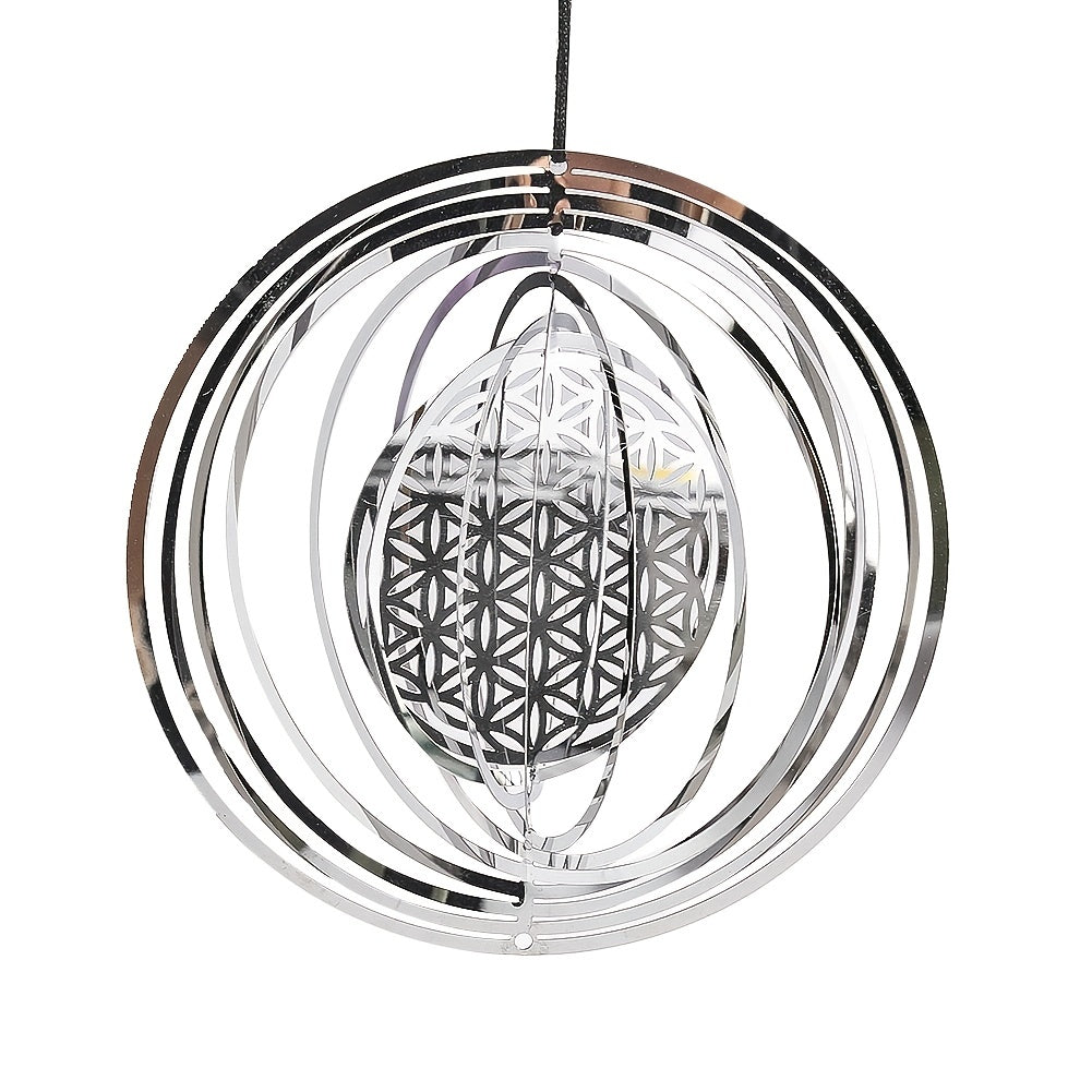 Metal Flower Life Wind Spinner Hanging Chakra Meditation Garden Decor