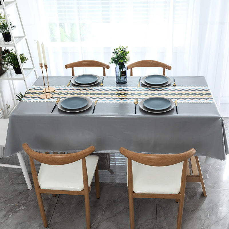 Waterproof Grey Table Runner Odourless Fabric TPU Tablecloth