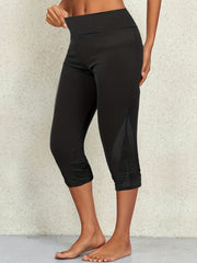 Mesh Stitching Skinny Capris Leggings Casual Crop Leggings