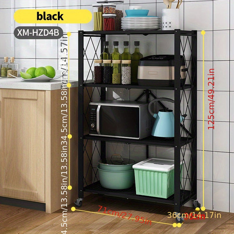 Folding Storage Rack w/Wheel, Floor Layer, Kitchen Cart, Household Supplies