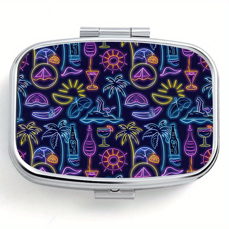 Neon Square Medicine Box Two Compartment Pill Box