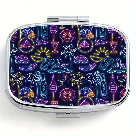 Neon Square Medicine Box Two Compartment Pill Box