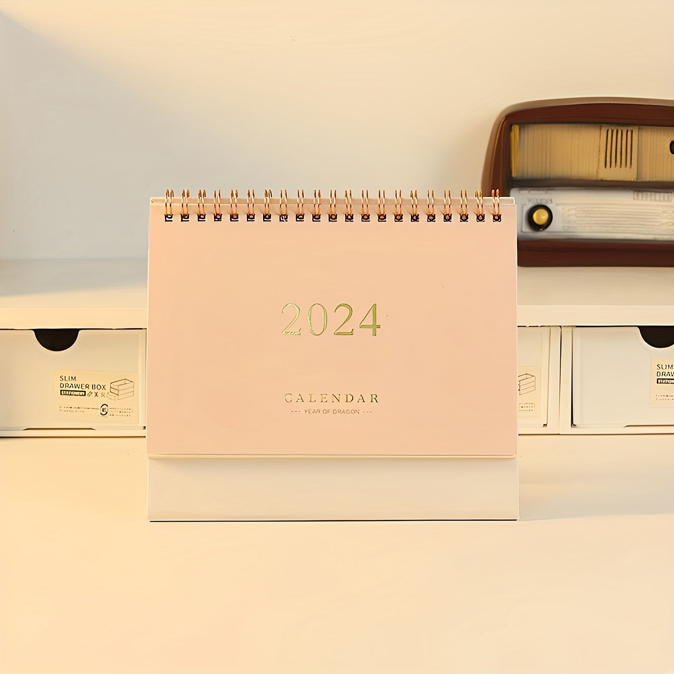 Pink Stamping Desk Calendar - Minimalist and Fresh