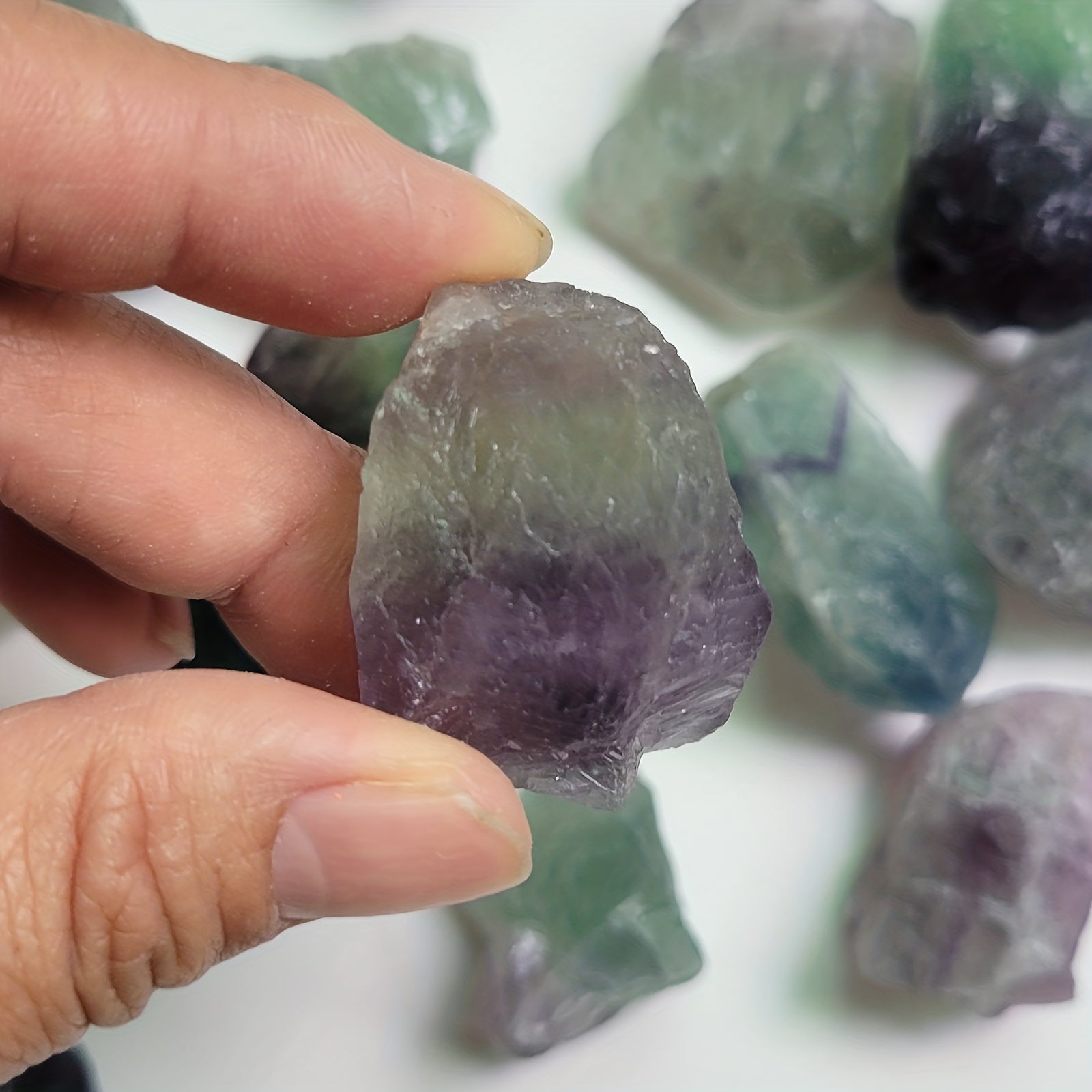 2OZ Natural Rainbow Fluorite Rough Crystals for Healing Stones