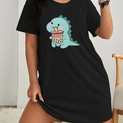  Dino Print Short Sleeve Nightdress
