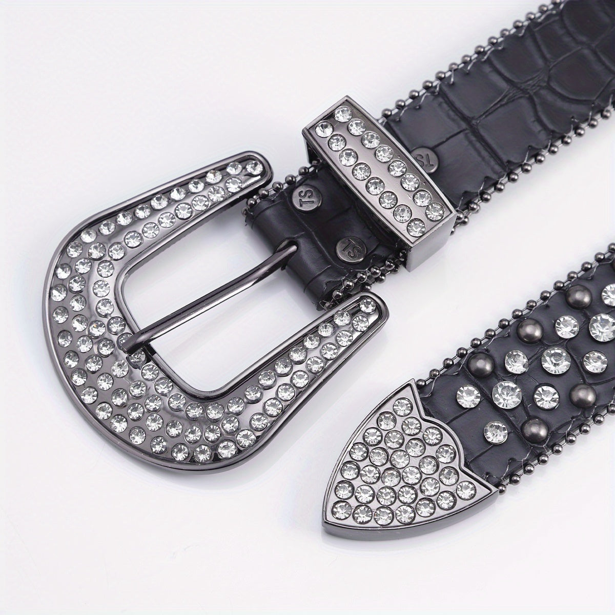 Hip Hop Street Style Diamond Inlaid Leather Belt for Men and Women
