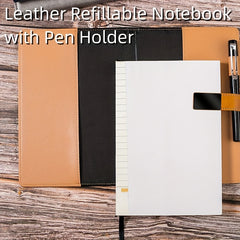 A5 Refillable Leather Journal Notebook with Lined Paper