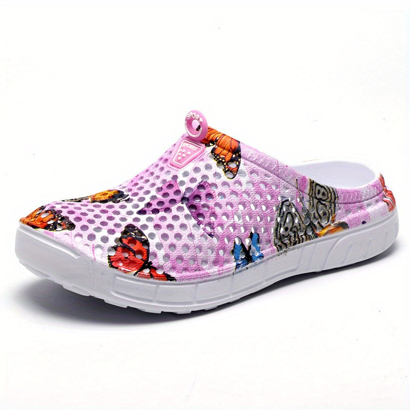 Women's Butterfly Printed Clogs Non Slip Slide Shoes Casual Outdoor Clogs