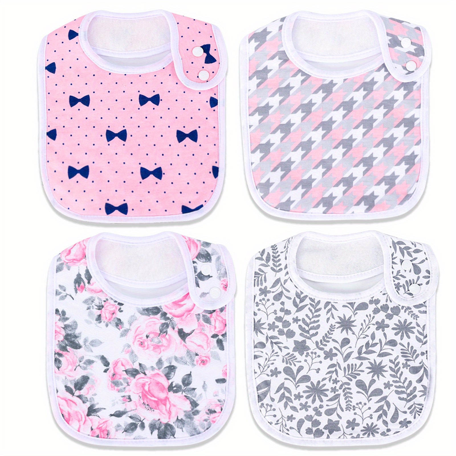 4 Pcs Baby Bandana Drool Bibs Set 100% Organic Cotton for Girls Newborn