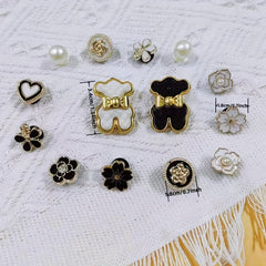 16pcs Shoe Decoration Charms - Bear, Flowers, Pearls - Party Shoes Decoration