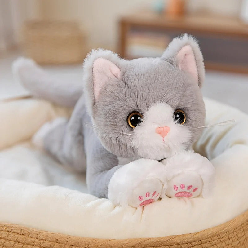 Plush Gray Kitten Pillow Simulation Cat Doll Pet Toy Decoration