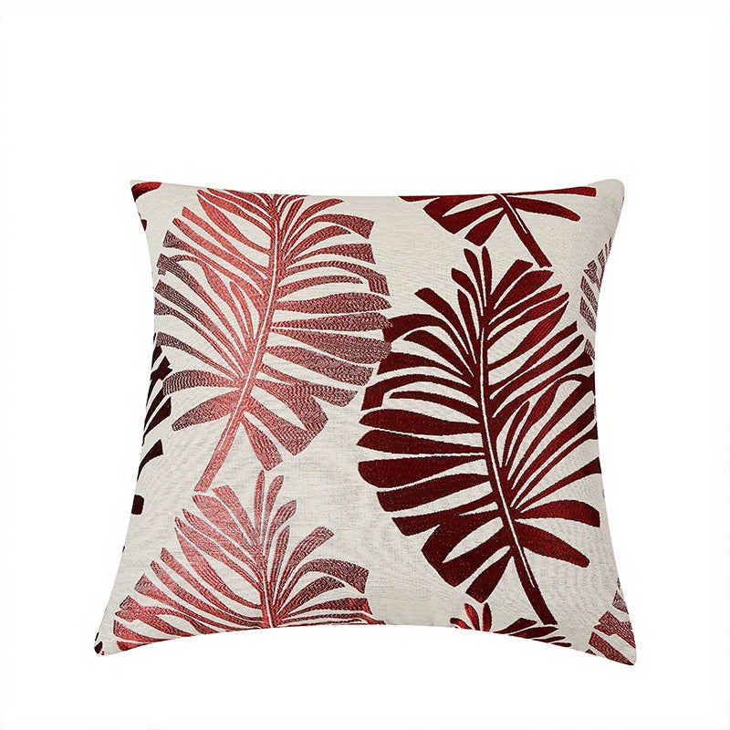 Jacquard Basho Leaf Throw Pillowcase Burlap Cover