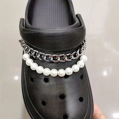 2pcs Faux Pearl Shoe Clogs Chains DIY Accessories