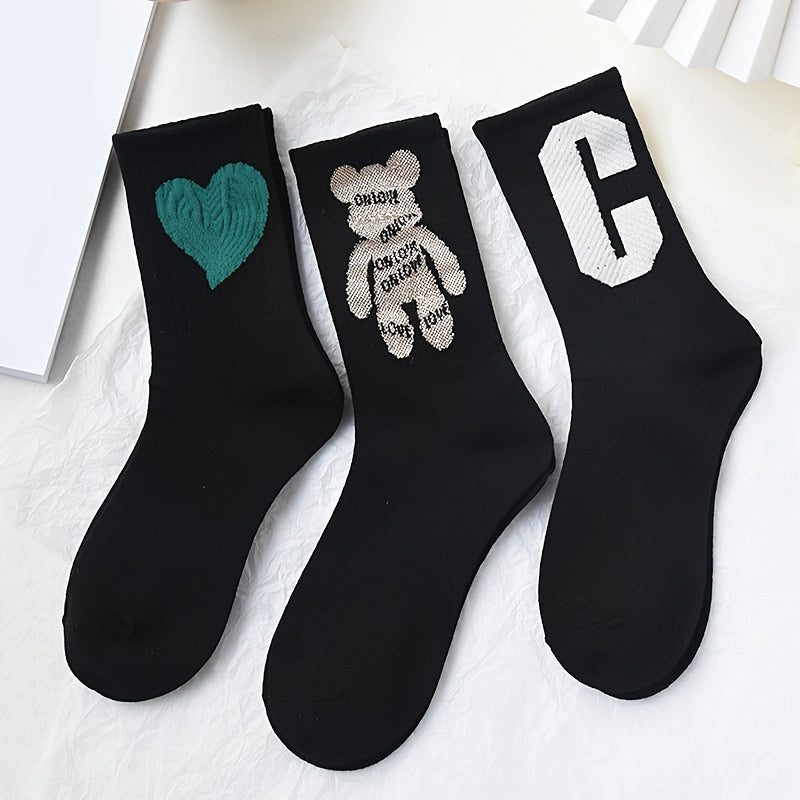5 Pairs Letter Print Socks Mid Tube Women's Stockings