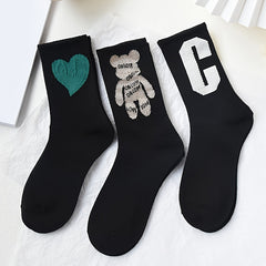 5 Pairs Letter Print Socks Mid Tube Women's Stockings