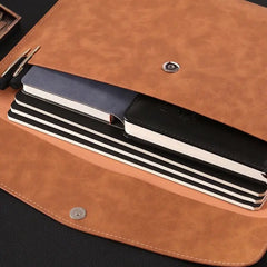 A4 PU Leather Business File Folder Large-capacity Organizer