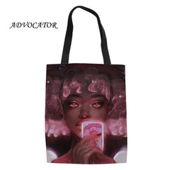 Canvas Shoulder Bag African Girl Print Large Capacity Handbag