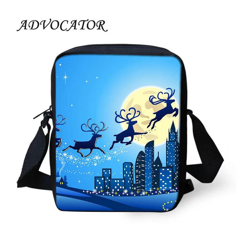 Christmas Santa Pattern Crossbody Bag for Teens and Kids