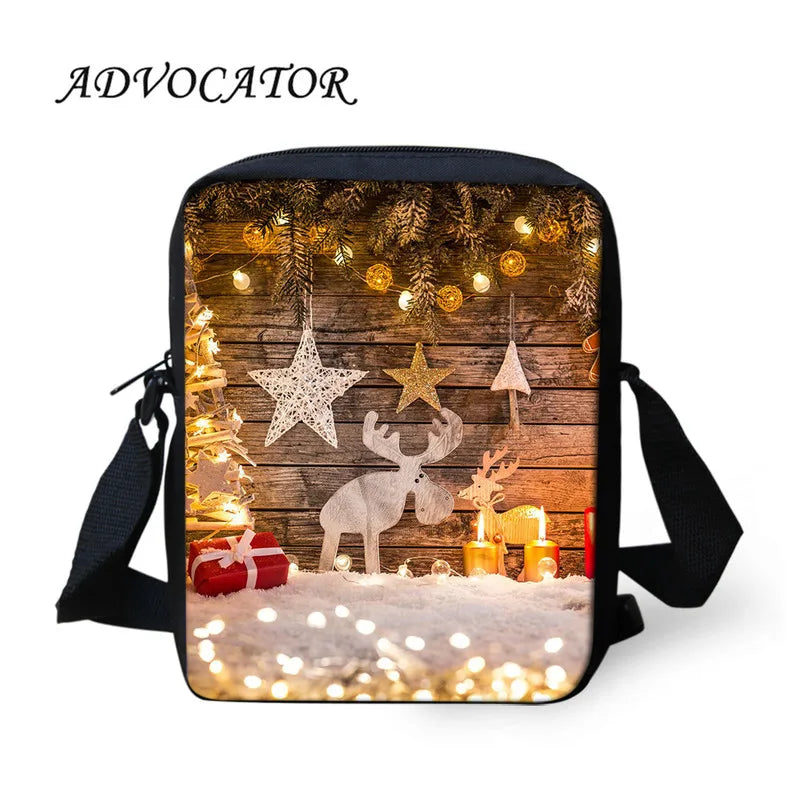 Christmas Santa Pattern Crossbody Bag for Teens and Kids