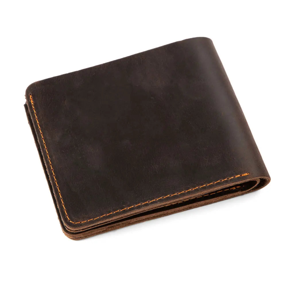 Crazy Horse Leather Men's Wallet Euro American Dollar Clip Retro Cowhide Wallet