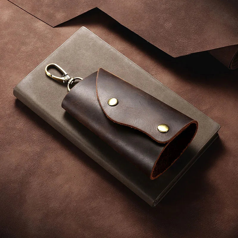 Crazy Horse Leather Key Case Waist Hanging Multifunction Keychain