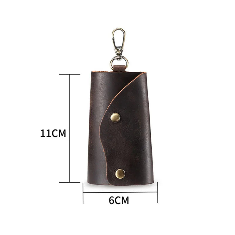 Crazy Horse Leather Key Case Waist Hanging Multifunction Keychain