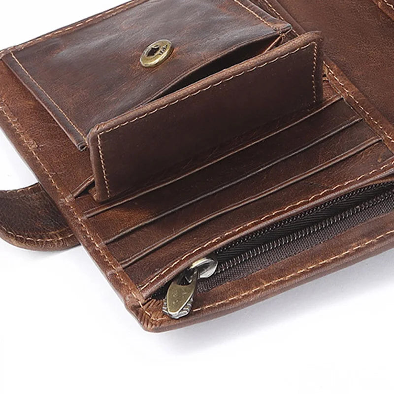 Retro Crazy Horse Leather Men's Wallet
