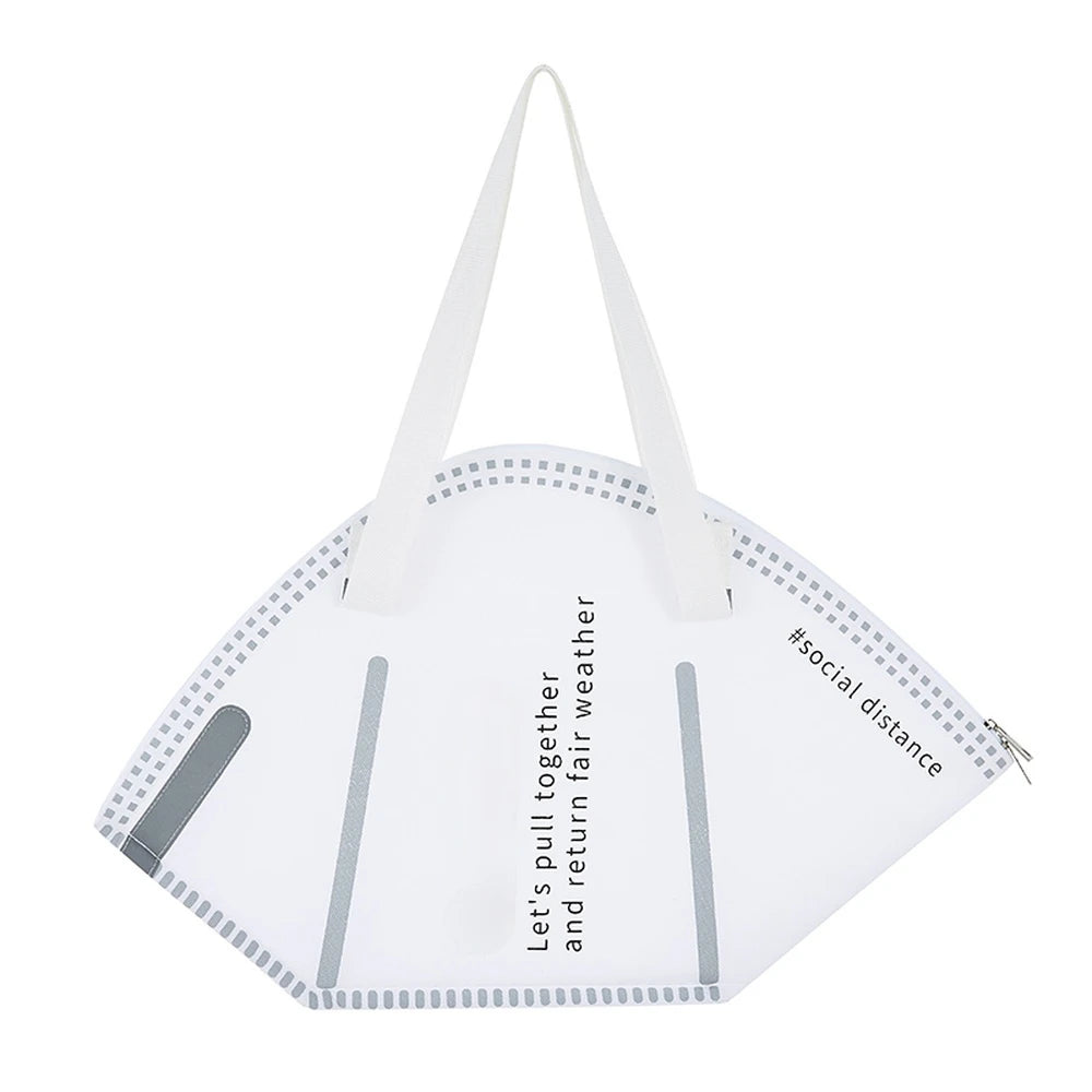 Mask Shape Canvas Bag Women Shoulder Bag Large-capacity Shopping Handbag