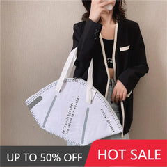Mask Shape Canvas Bag Women Shoulder Bag Large-capacity Shopping Handbag