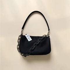 ALANOS Small Shoulder Underarm Nylon Ladies Chain Mini Purse Handbag