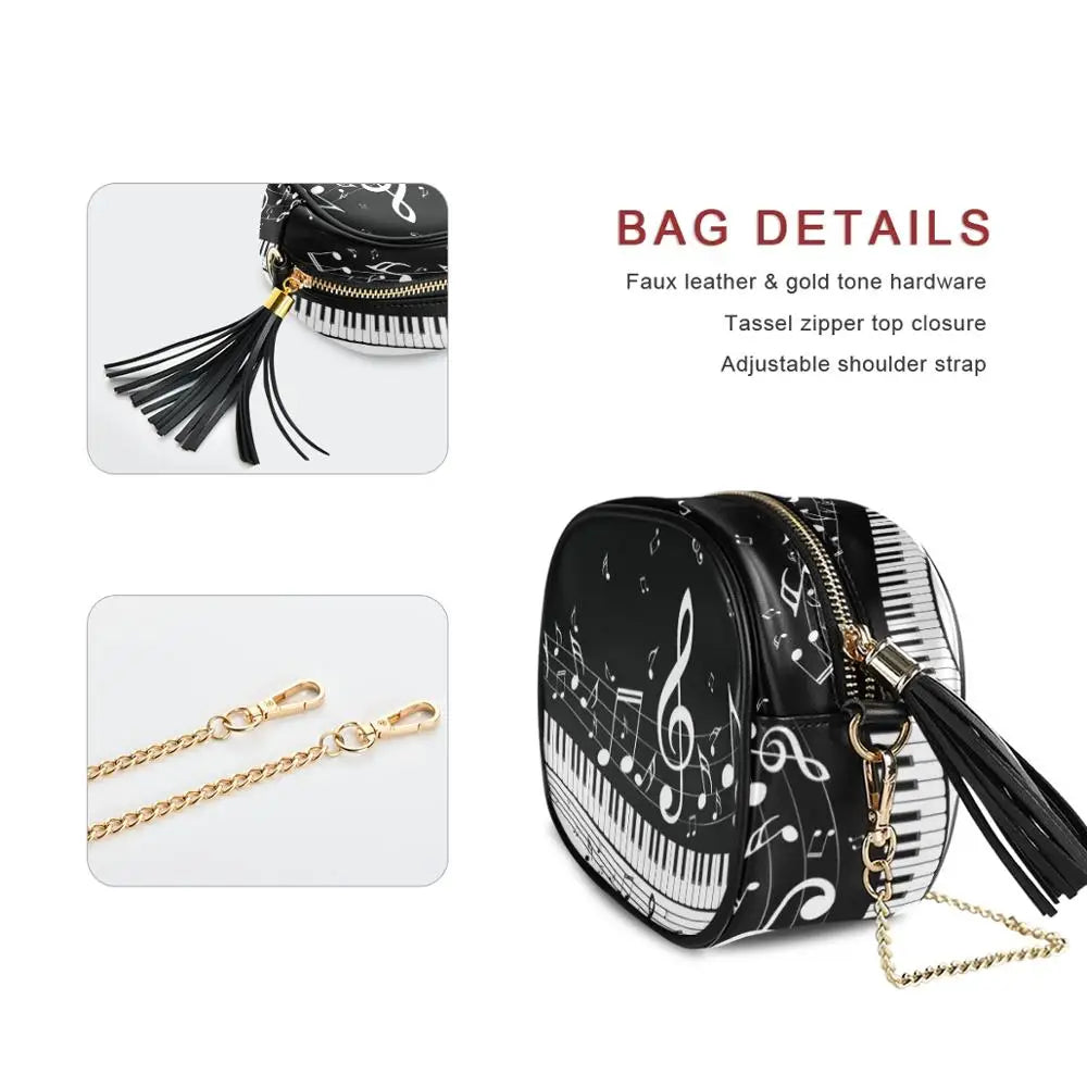 Music Note Piano Crossbody Bag Chain Messenger Shoulder Bag