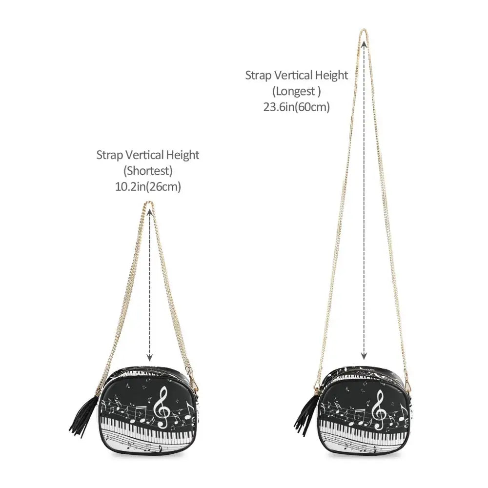 Music Note Piano Crossbody Bag Chain Messenger Shoulder Bag