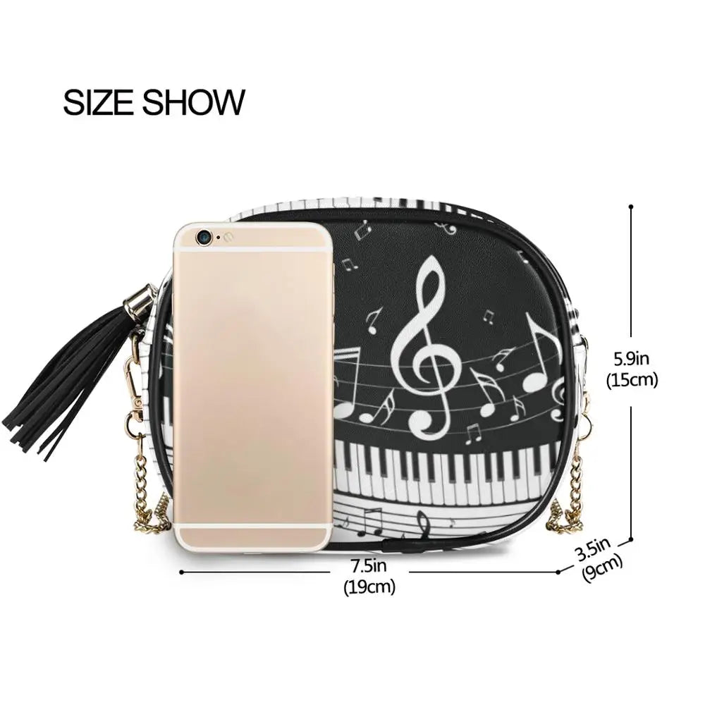 Music Note Piano Crossbody Bag Chain Messenger Shoulder Bag