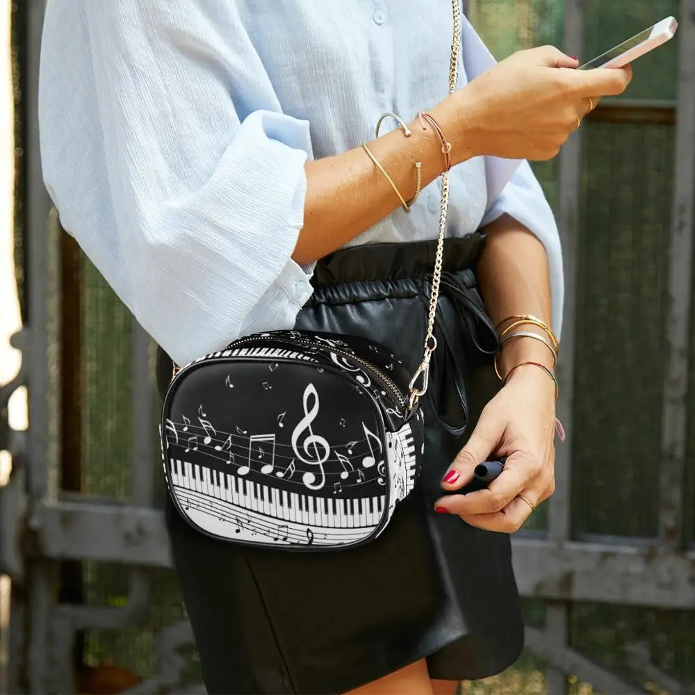 Music Note Piano Crossbody Bag Chain Messenger Shoulder Bag