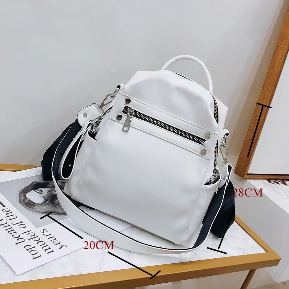 Vintage Leather Backpack for Women Small School Bagpack