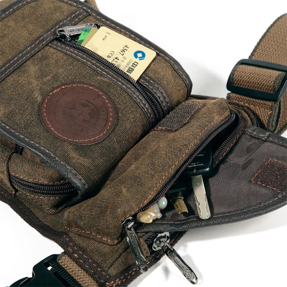 AOLAILUDI Canvas Leg Drop Fanny Pack Waist Bag