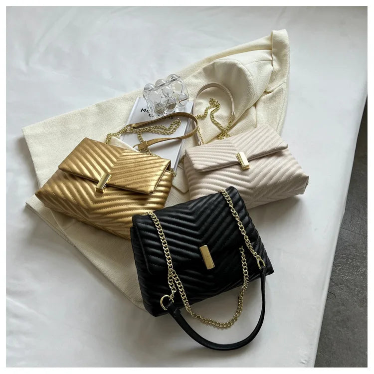 ASHINE V Striped Women Bags Wave Pattern Purses and Handbags