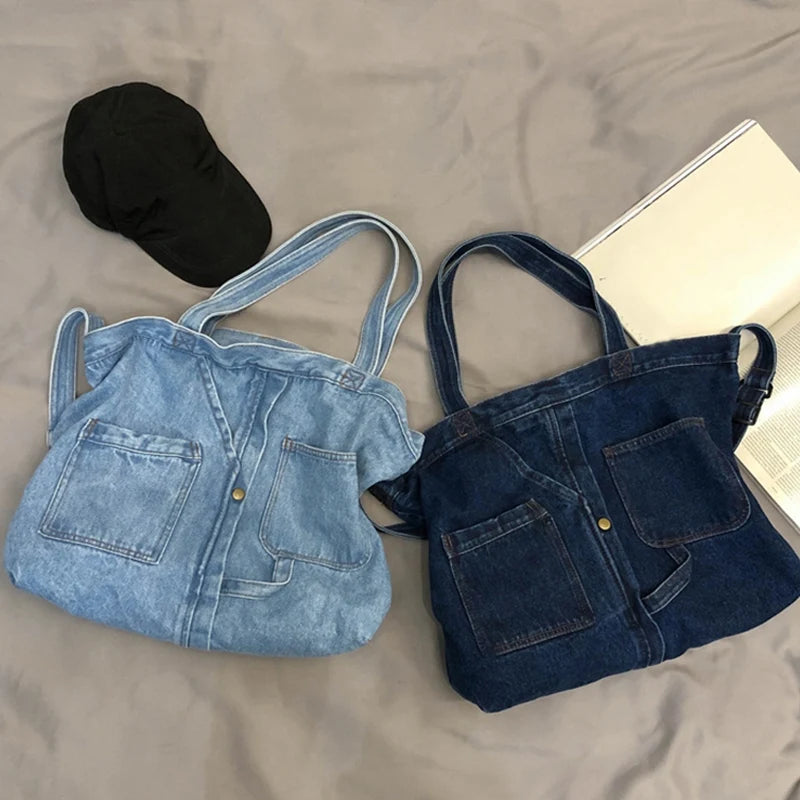 New Net Red Denim Shoulder Messenger Bag Casual Portable Shopping Bag