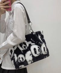 Furry Large Capacity Tote Bag for Women, Lightweight Outing Shoulder Bag