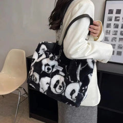 Furry Large Capacity Tote Bag for Women, Lightweight Outing Shoulder Bag