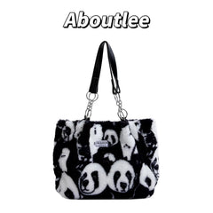 Furry Large Capacity Tote Bag for Women, Lightweight Outing Shoulder Bag