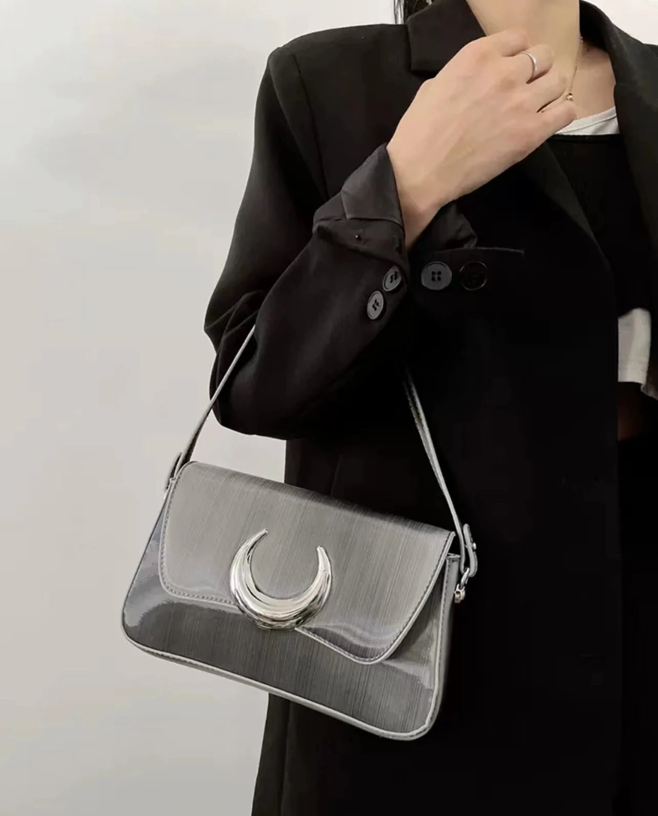 Aboutlee High Women Shoulder Bag Leather Half-Moon Side Bag