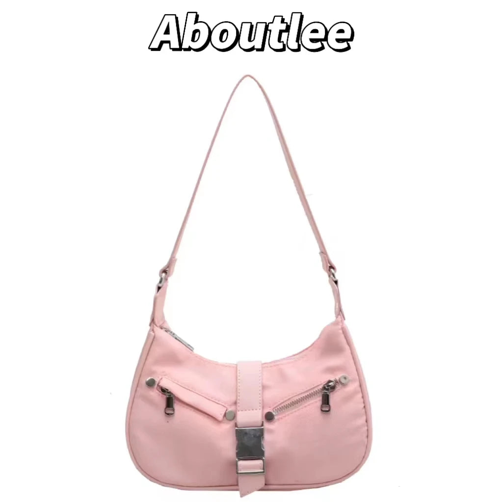 Lee Street Punk Style Girl Shoulder Bag Metal Decoration Handbag
