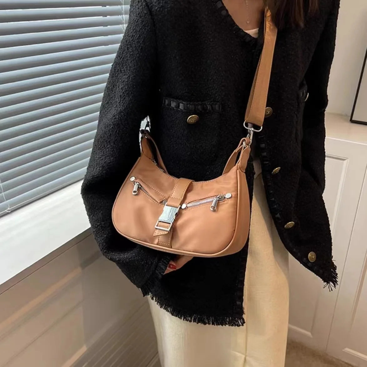 Lee Street Punk Style Girl Shoulder Bag Metal Decoration Handbag